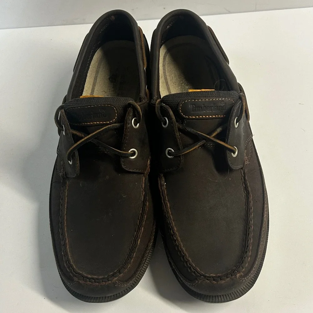 Timberland Boat Shoes Dark Brown Mens 11 M Leather Deck Shoes 80533 2344